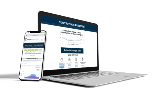 Picture, desktop and mobile user interface,  EnerWisely is the smart sustainable energy savings app. Take the free online energy audit. Get cheap electricity. Save energy, save money, help the planet. 