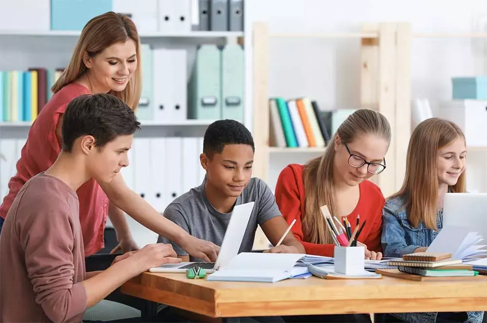 Photo, students, children and teacher, educators, EnerWisely, partner with us, let's make climate action everyone's superpower