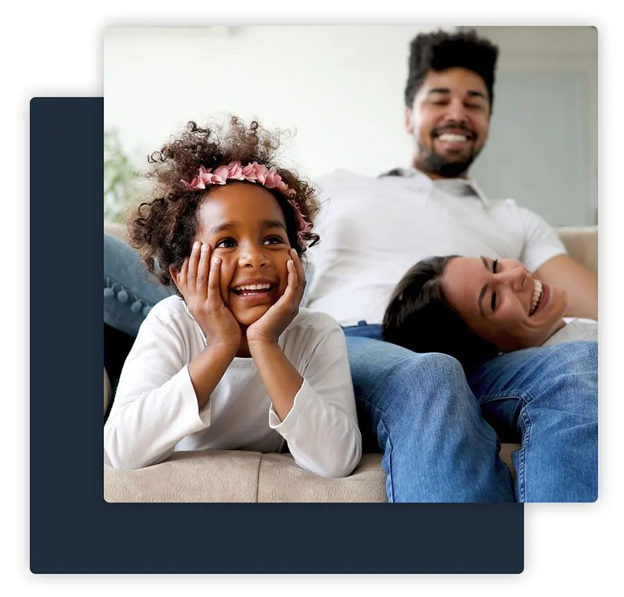 Picture, happy family watching TV. EnerWisely is the one stop smart sustainable energy savings app. Take the free online energy audit. Save energy, save money, help the planet.  