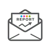 Icon, envelope with colorful home energy report. EnerWisely is the smart app to save energy and money while helping the planet