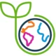 Icon, green leaf wrapping colorful planet earth. EnerWisely helps you know and reduce your carbon footprint